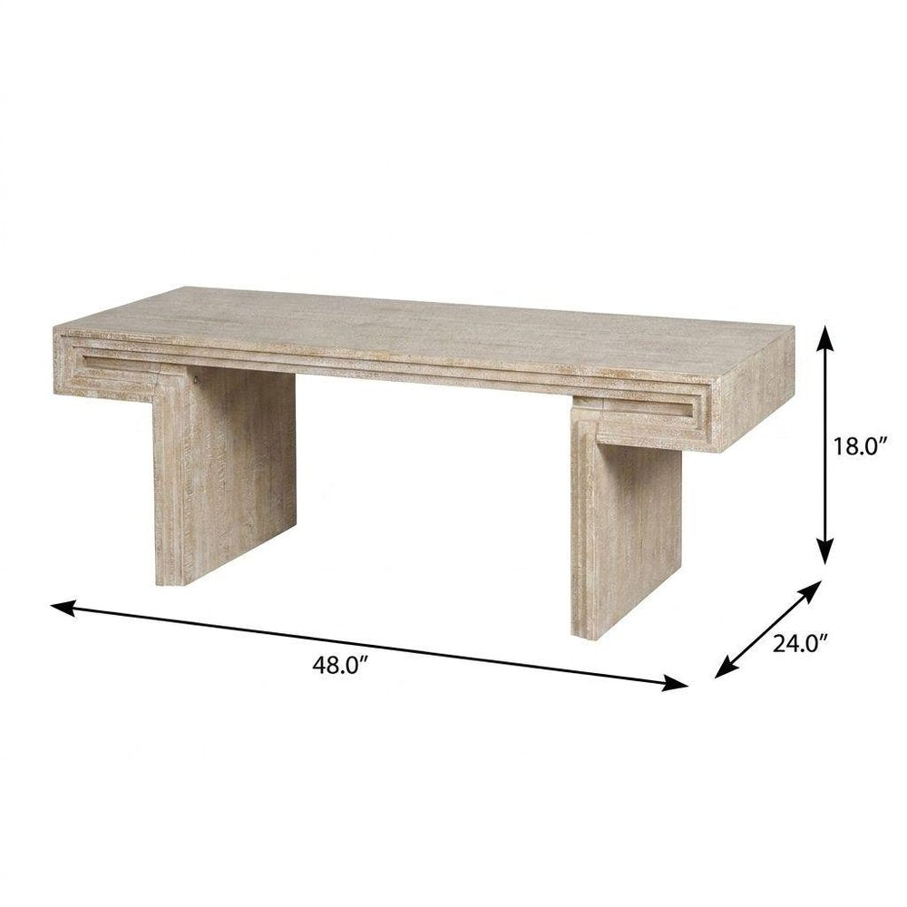 48" Black Wood And Solid Wood Distressed Frame Coffee Table — view 4