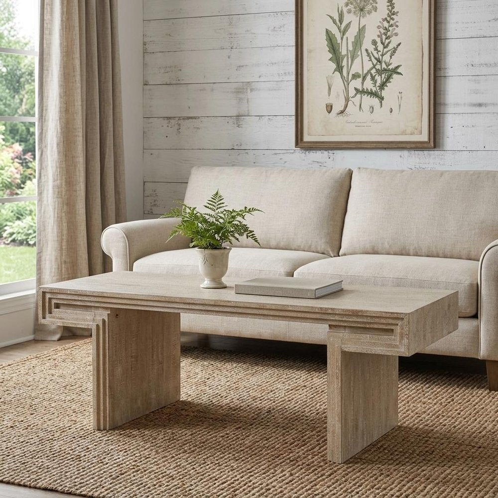 48" Black Wood And Solid Wood Distressed Frame Coffee Table — view 6
