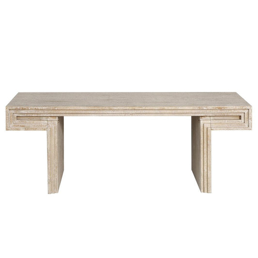 48" Black Wood And Solid Wood Distressed Frame Coffee Table