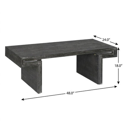 48" Black Wood And Solid Wood Distressed Frame Coffee Table HomeRoots