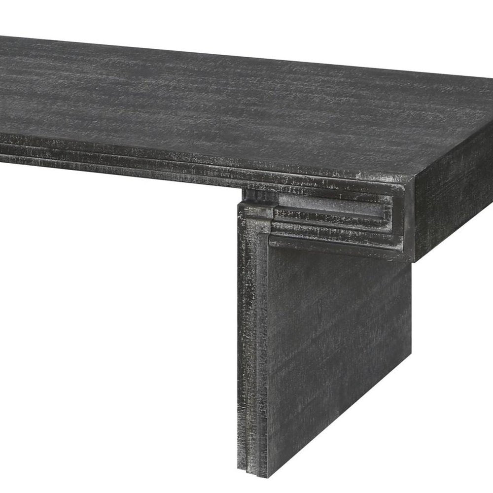 48" Black Wood And Solid Wood Distressed Frame Coffee Table HomeRoots