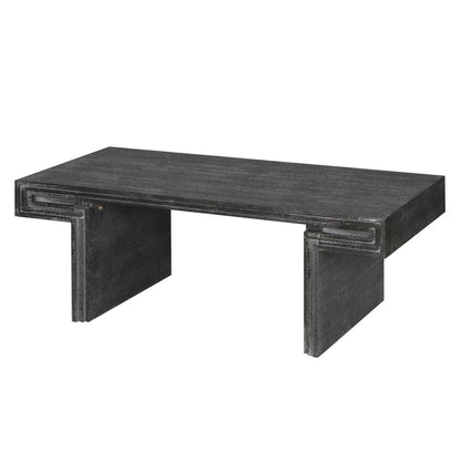 48" Black Wood And Solid Wood Distressed Frame Coffee Table HomeRoots