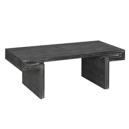 48" Black Wood And Solid Wood Distressed Frame Coffee Table HomeRoots