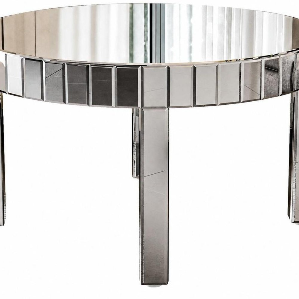 32" Silver And Natural Wood And Solid Wood Oval Pedestal Coffee Table HomeRoots