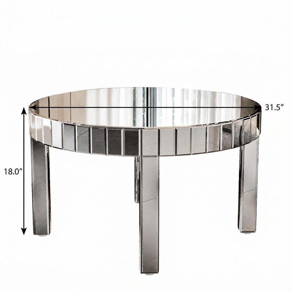 32" Silver And Natural Wood And Solid Wood Oval Pedestal Coffee Table — view 5