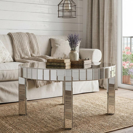 32" Silver And Natural Wood And Solid Wood Oval Pedestal Coffee Table HomeRoots