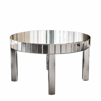 32" Silver And Natural Wood And Solid Wood Oval Pedestal Coffee Table HomeRoots