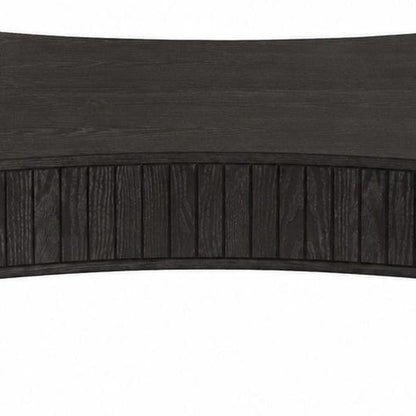 43" Black And Natural Wood And Solid Wood Oval Pedestal Coffee Table HomeRoots