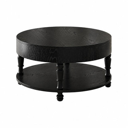 32" Natural Wood And Solid Wood Oval Pedestal Coffee Table