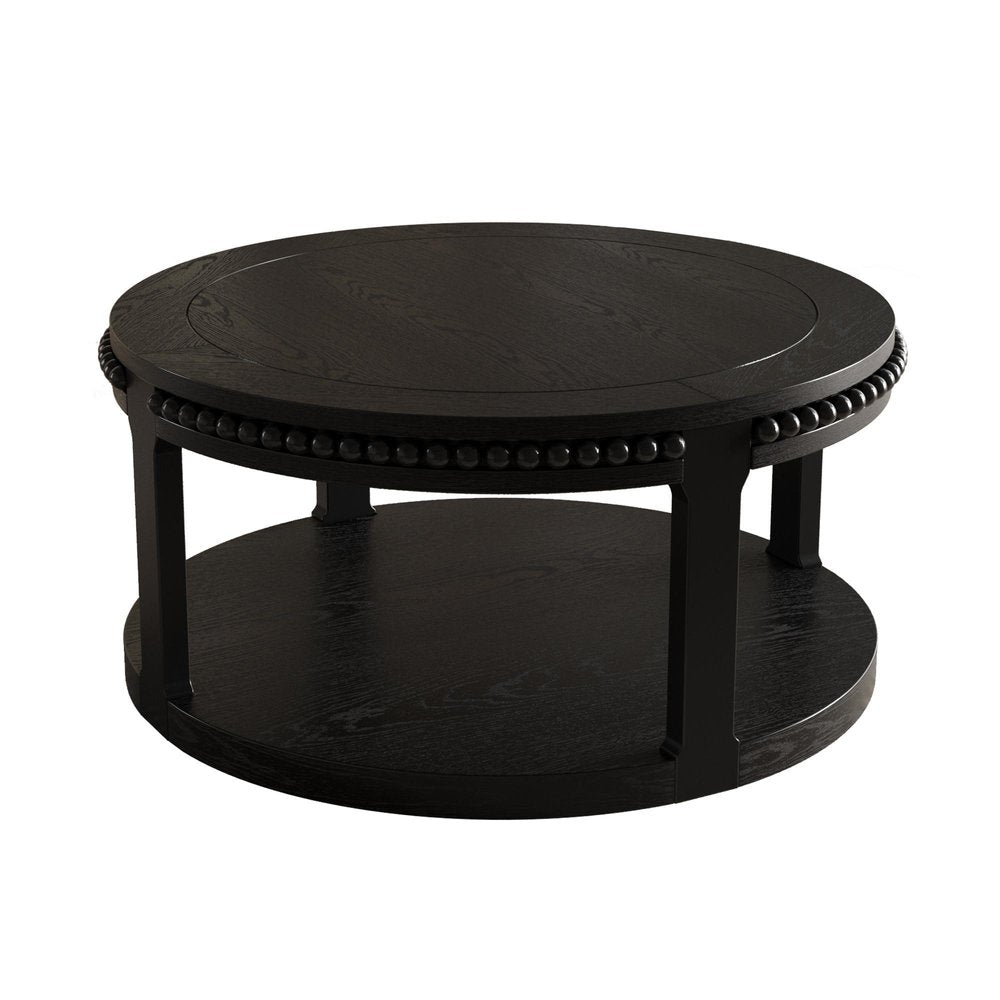 32" Walnut And Natural Wood And Solid Wood Oval Pedestal Coffee Table HomeRoots
