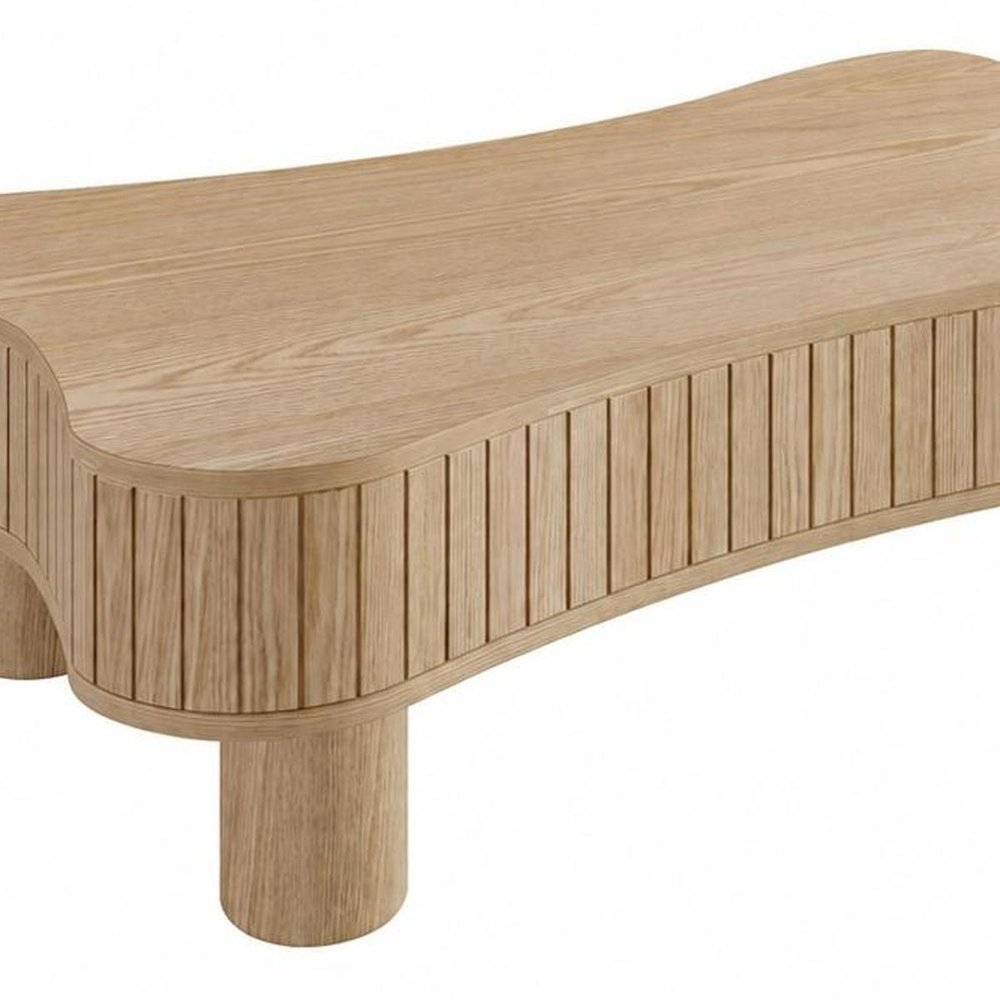 43" Natural Wood And Solid Wood Square Pedestal Coffee Table — view 2