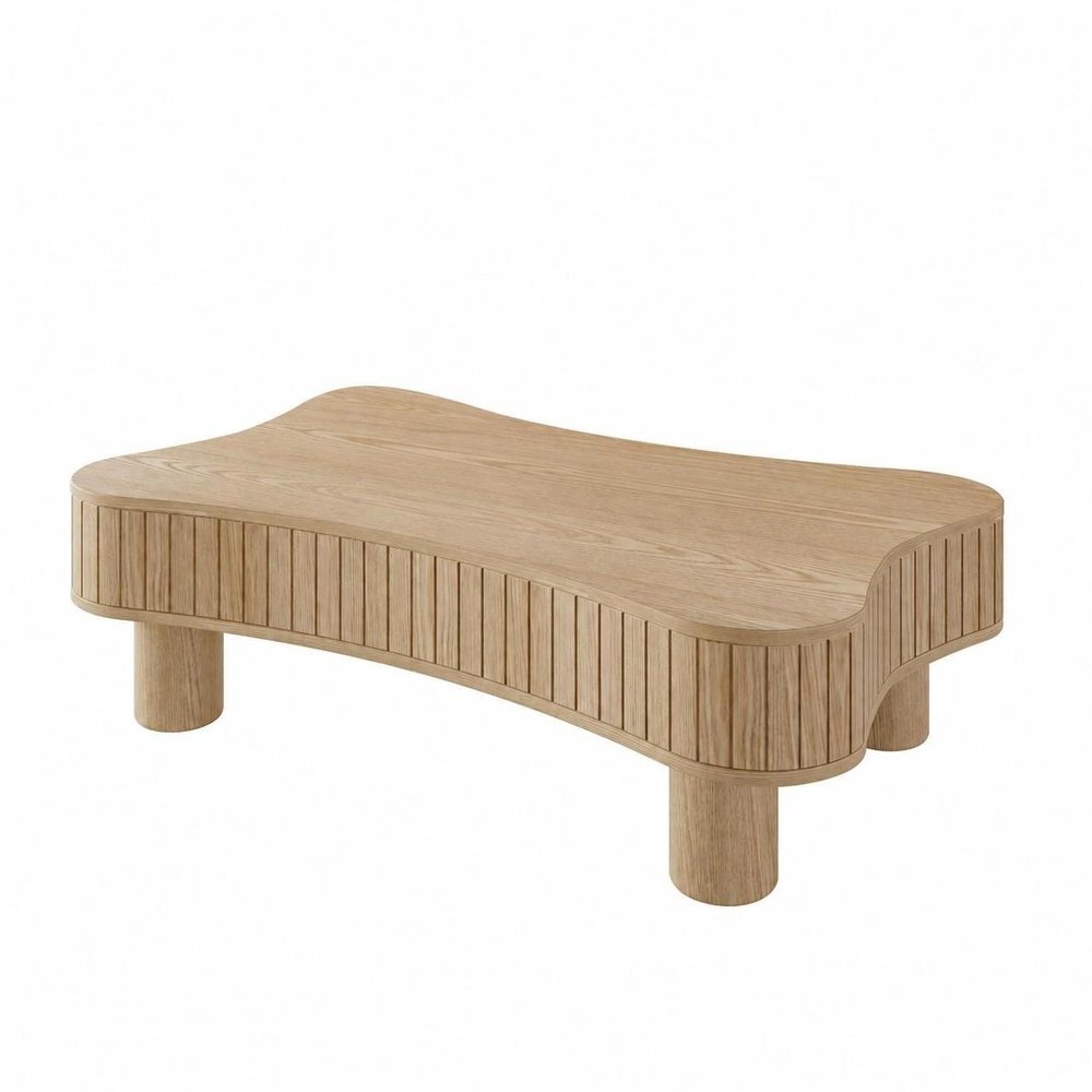43" Natural Wood And Solid Wood Square Pedestal Coffee Table HomeRoots