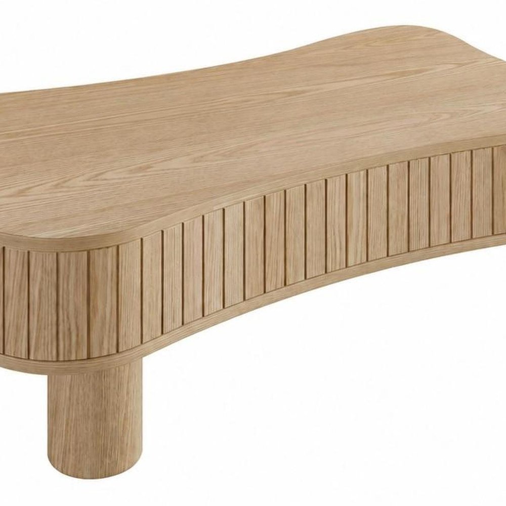 43" Natural Wood And Solid Wood Square Pedestal Coffee Table HomeRoots