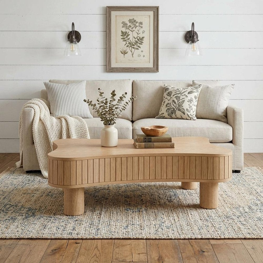 43" Natural Wood And Solid Wood Square Pedestal Coffee Table HomeRoots
