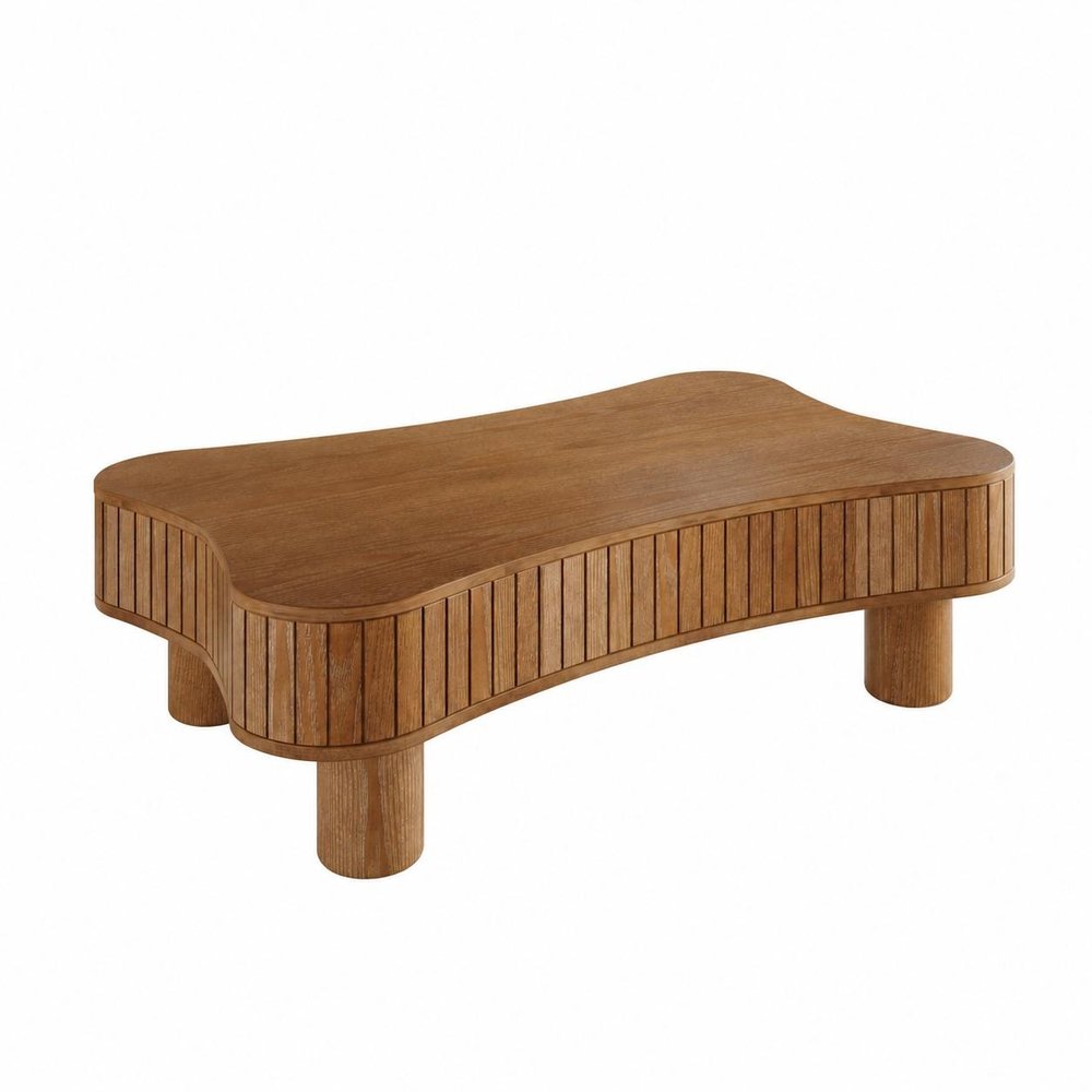43" Natural Wood And Solid Wood Square Pedestal Coffee Table HomeRoots