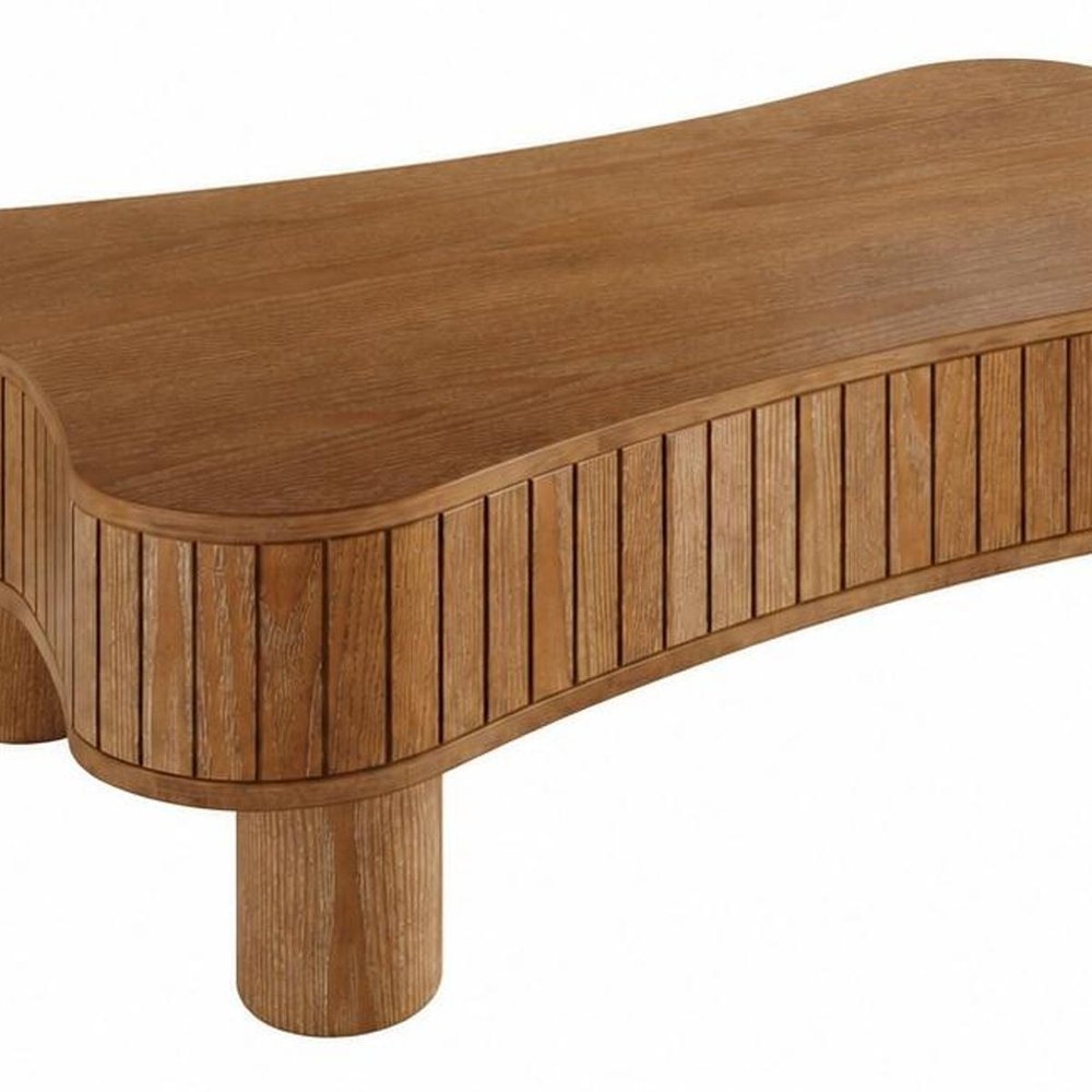 43" Natural Wood And Solid Wood Square Pedestal Coffee Table HomeRoots