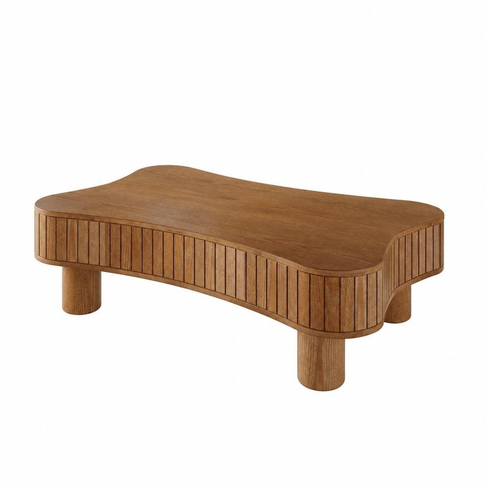 43" Natural Wood And Solid Wood Square Pedestal Coffee Table HomeRoots