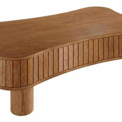 43" Walnut And Natural Wood And Solid Wood Square Pedestal Coffee Table