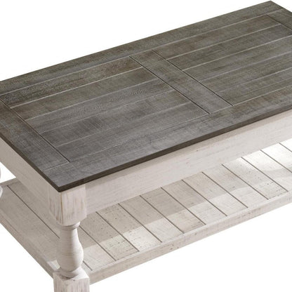 47" Espresso And Natural Wood And Solid Wood Square Pedestal Coffee Table HomeRoots