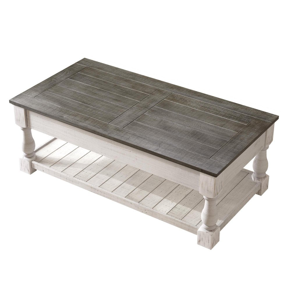 47" Espresso And Natural Wood And Solid Wood Square Pedestal Coffee Table HomeRoots