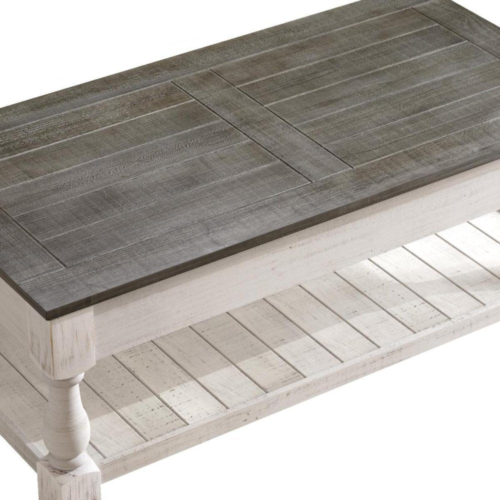 47" Espresso And Natural Wood And Solid Wood Square Pedestal Coffee Table — view 4