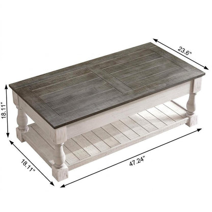 47" Espresso And Natural Wood And Solid Wood Square Pedestal Coffee Table HomeRoots