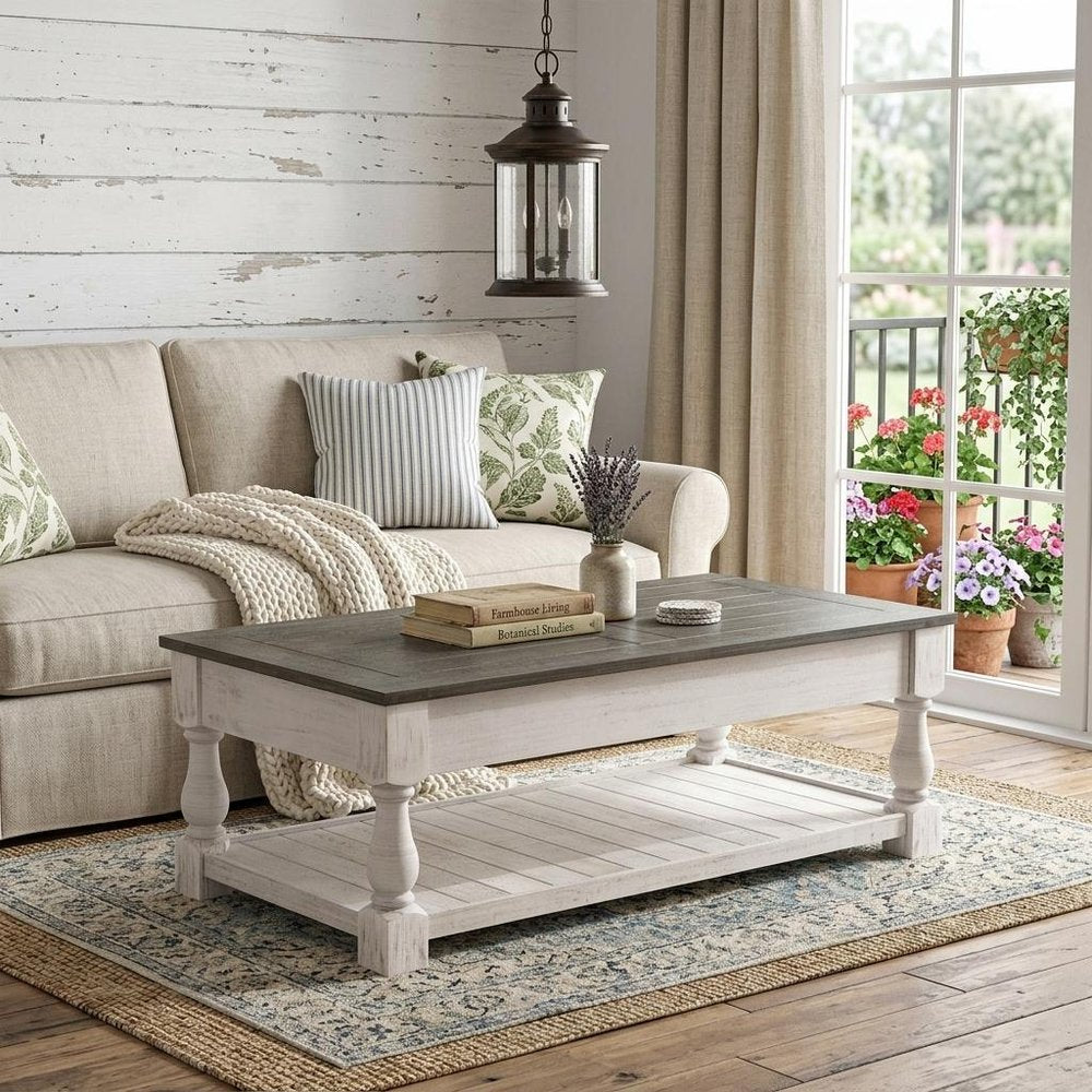 47" Espresso And Natural Wood And Solid Wood Square Pedestal Coffee Table HomeRoots