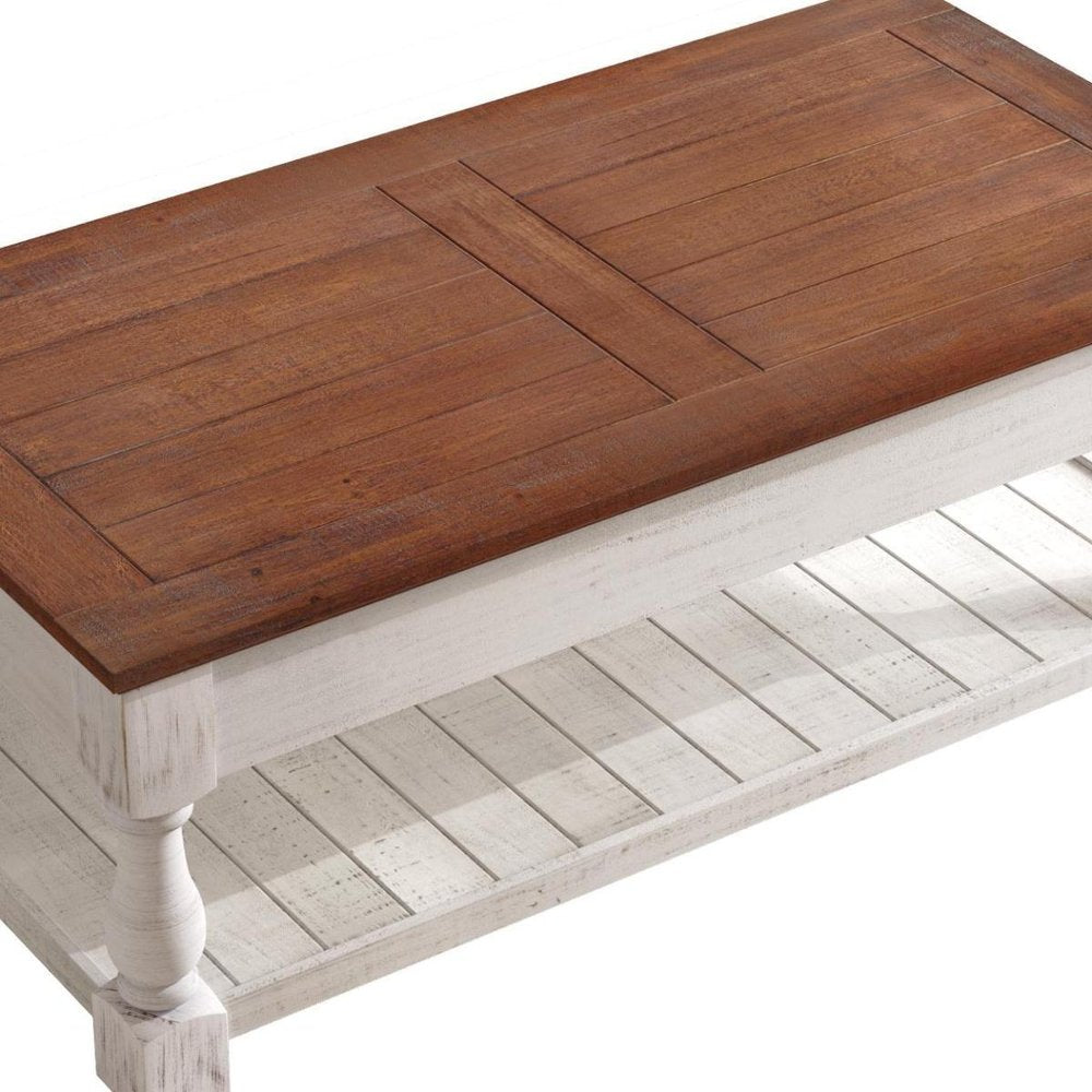 47" Gray And Natural Wood And Solid Wood Square Pedestal Coffee Table — view 9