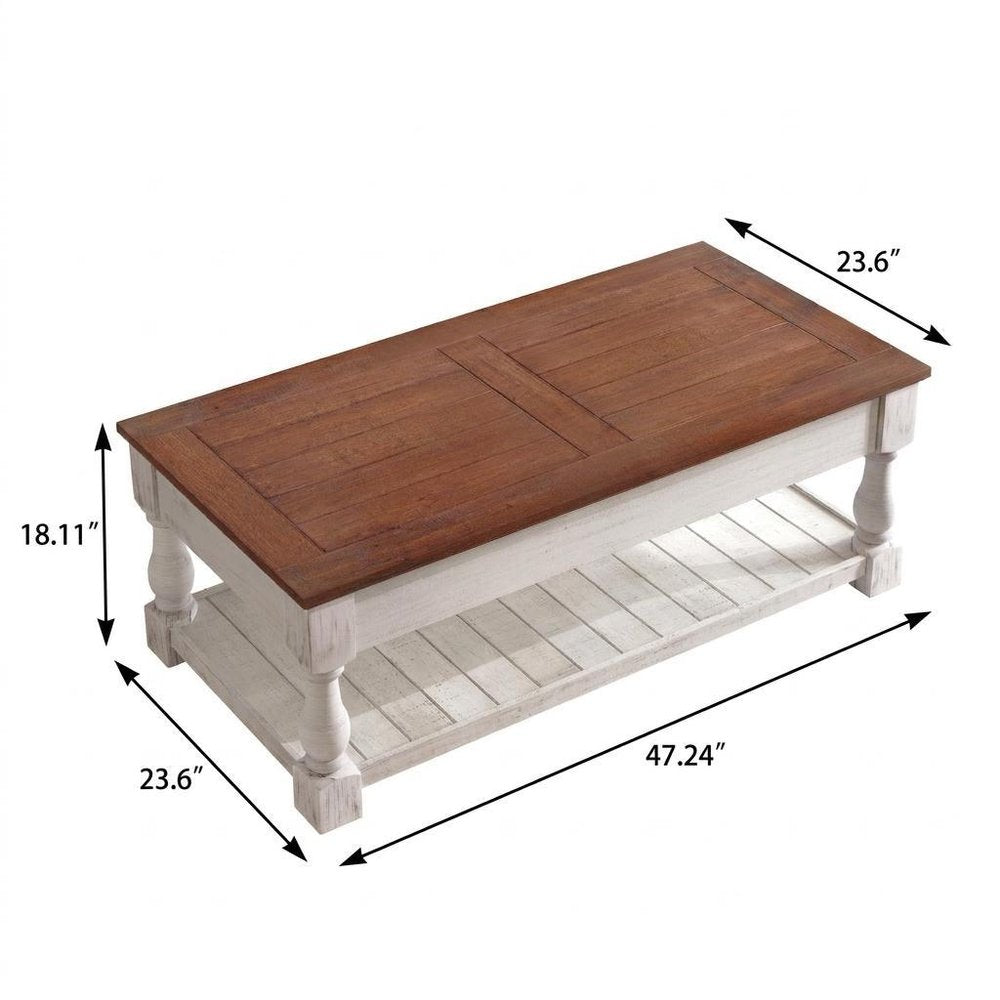 47" Gray And Natural Wood And Solid Wood Square Pedestal Coffee Table — view 11