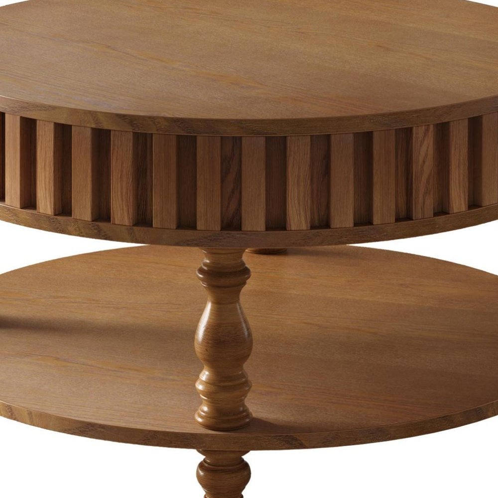 31" Walnut And Natural Wood And Solid Wood Square Pedestal Coffee Table HomeRoots