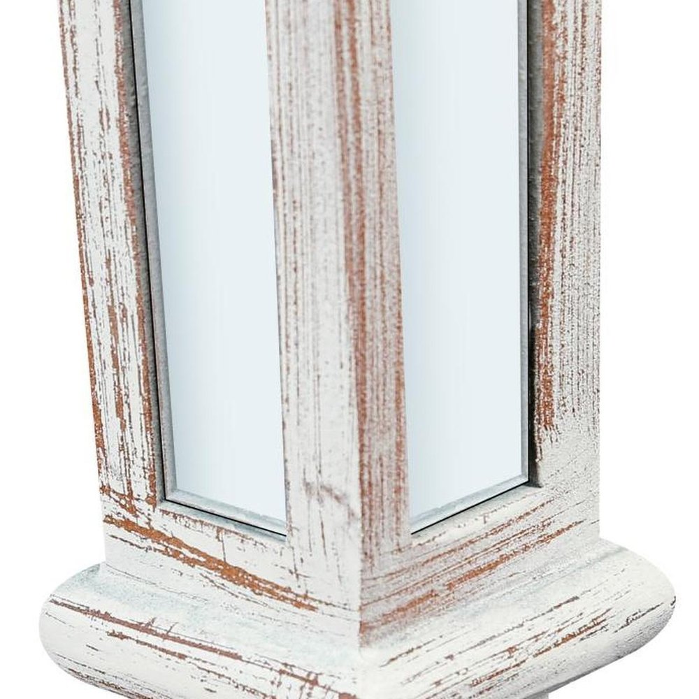 48" Silver Glass And Solid Wood Pedestal Console Table