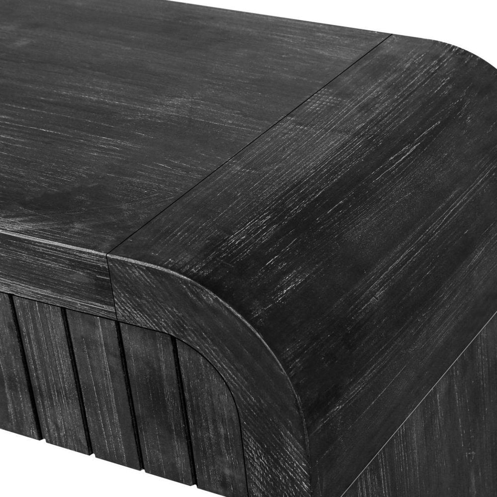 59" Natural Distressed Wood Pedestal Console Table With Two Drawers