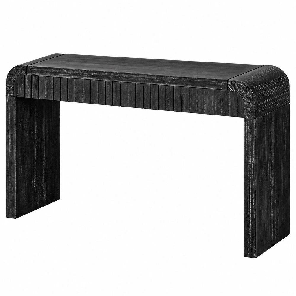 59" Natural Distressed Wood Pedestal Console Table With Two Drawers HomeRoots