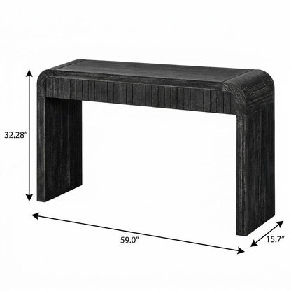 59" Natural Distressed Wood Pedestal Console Table With Two Drawers HomeRoots