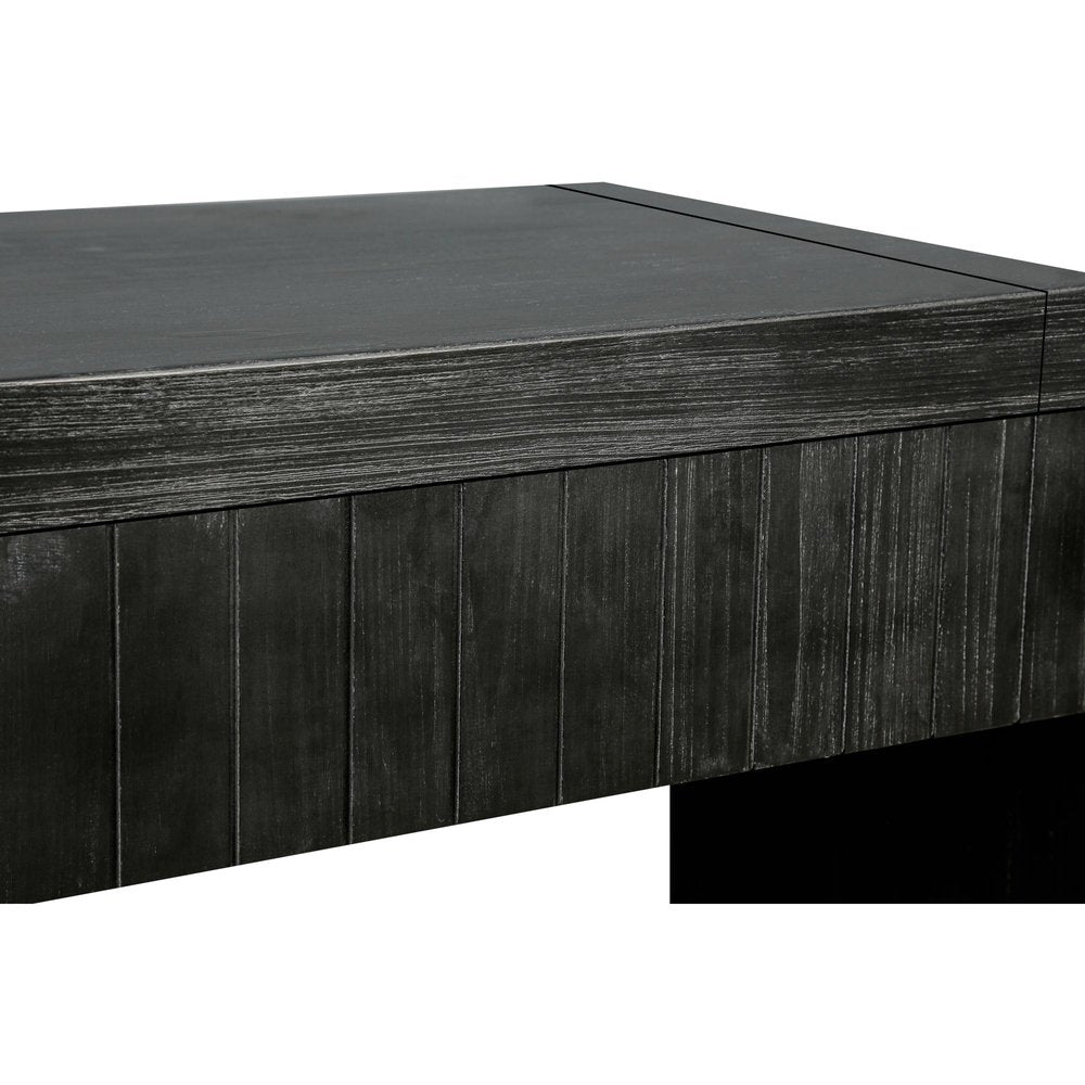 59" Natural Distressed Wood Pedestal Console Table With Two Drawers — view 1