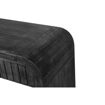 59" Natural Distressed Wood Pedestal Console Table With Two Drawers