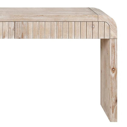 59" Natural Distressed Wood Pedestal Console Table With Two Drawers HomeRoots