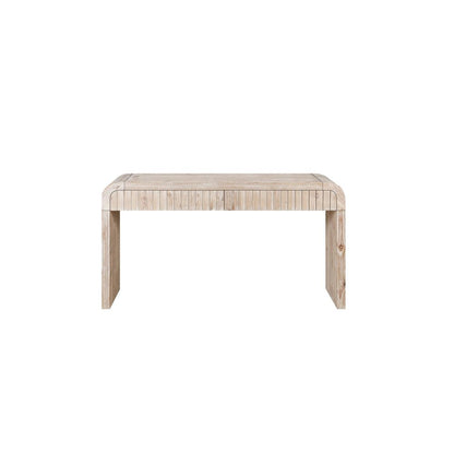59" Natural Distressed Wood Pedestal Console Table With Two Drawers HomeRoots