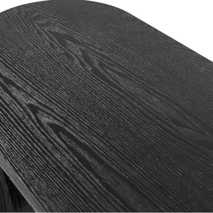 60" Black Wood Oval Pedestal Console Table HomeRoots
