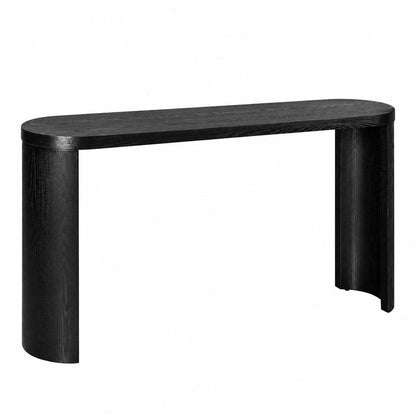 60" Black Wood Oval Pedestal Console Table