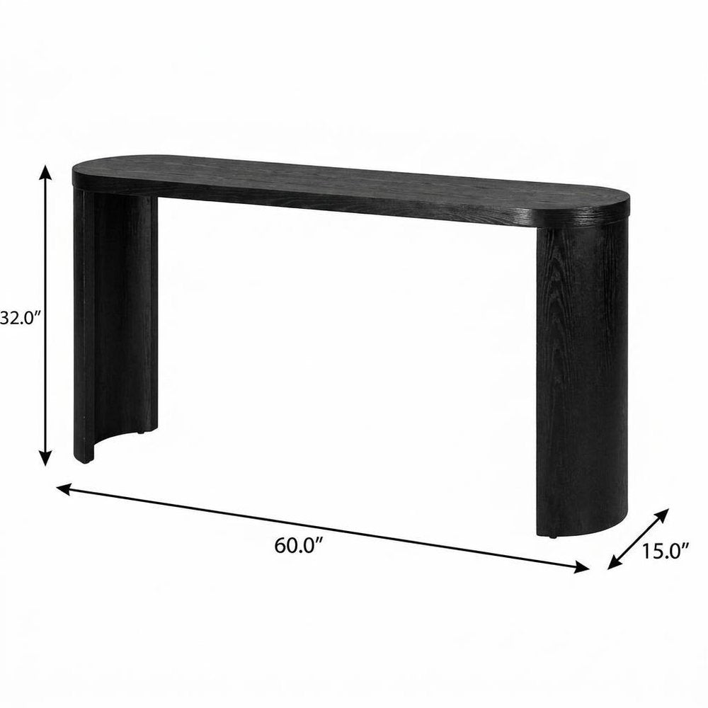 60" Black Wood Oval Pedestal Console Table HomeRoots
