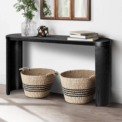 60" Black Wood Oval Pedestal Console Table HomeRoots