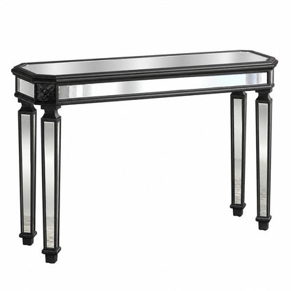 48" Silver Glass And Solid Wood Pedestal Console Table