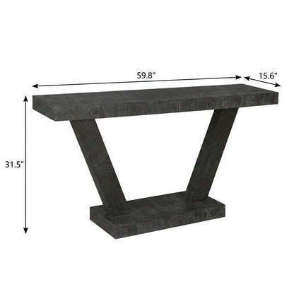 60" Black Wood Distressed Pedestal Console Table HomeRoots