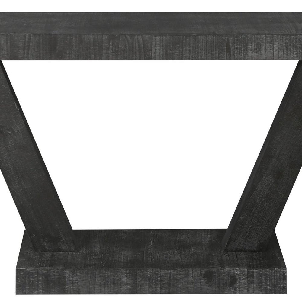 60" Black Wood Distressed Pedestal Console Table HomeRoots