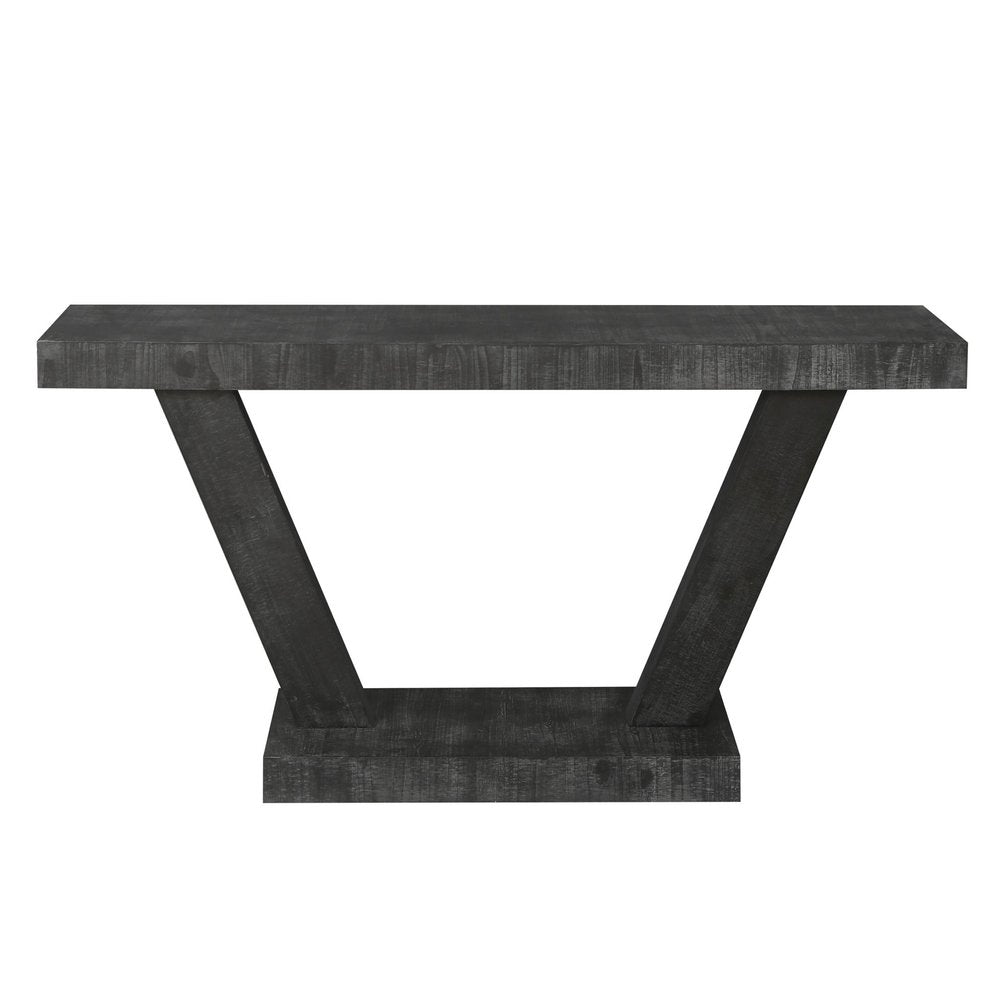 60" Natural Wood Distressed Pedestal Console Table — view 7