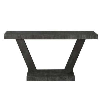 60" Natural Wood Distressed Pedestal Console Table