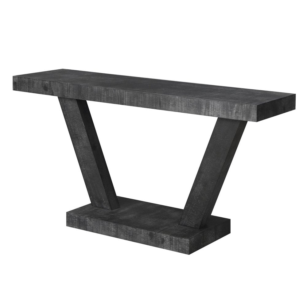 60" Natural Wood Distressed Pedestal Console Table