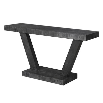 60" Natural Wood Distressed Pedestal Console Table