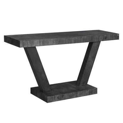 60" Black Wood Distressed Pedestal Console Table HomeRoots